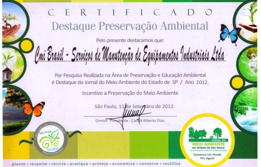 CMI Serviços Brasil obtient le « Label Vert ».